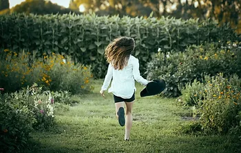 woman running in a field