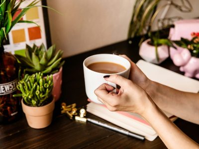 Cahier ouvert avec plante